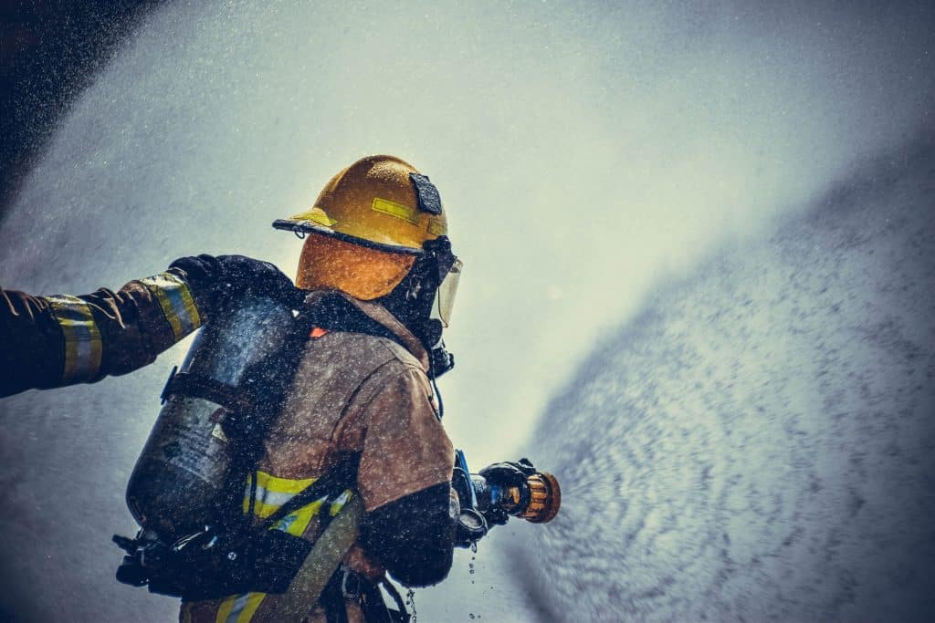 Fireman Extinguishing Fire