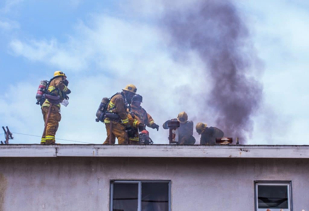 Firemen on roof