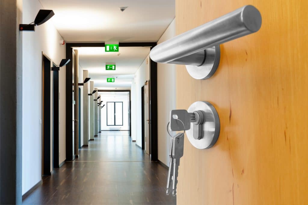 Open door with corridor in background