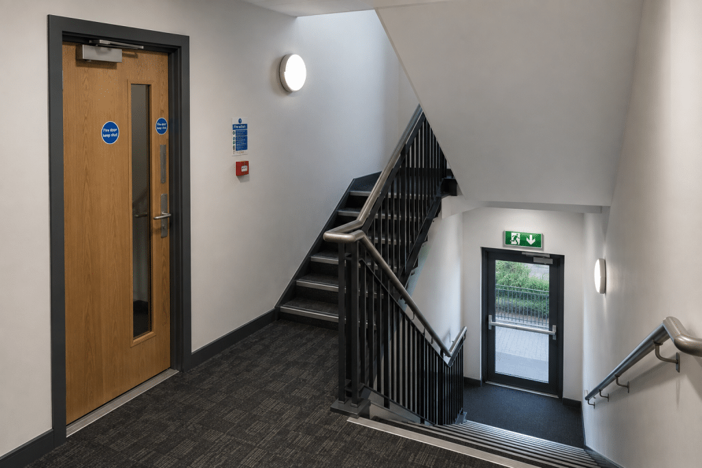 Modern Fire Stairwell leading to fire Exit